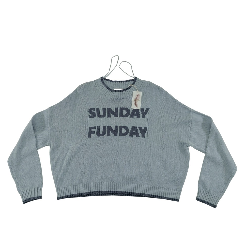 Jessica Simpson Sunday Funday‎ Graphic Sweater Light Blue Size XS